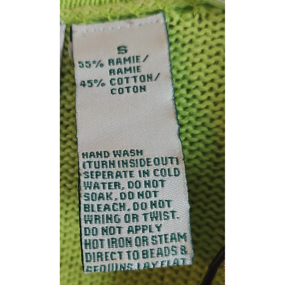 Design Options Philip Jane Gordon Lime Green Butterfly Floral Beaded Cardigan S - Picture 6 of 10